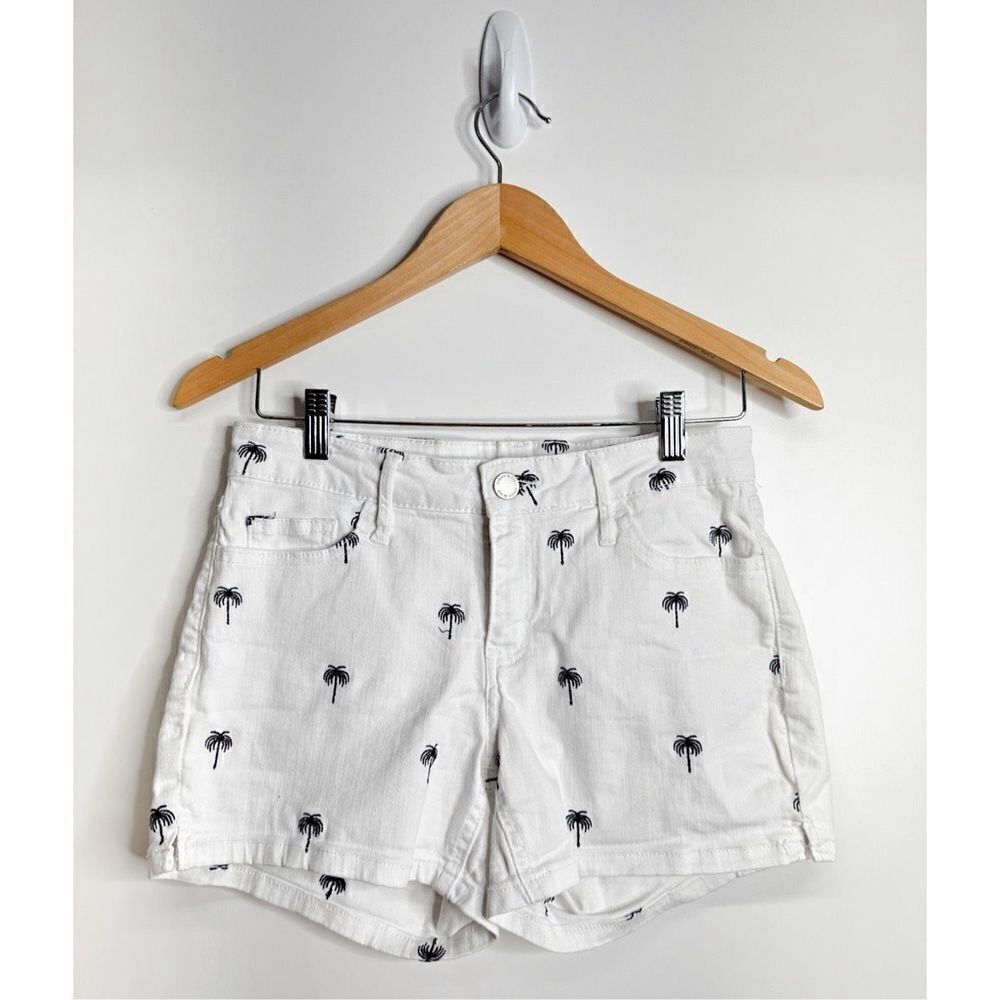 Crown & Ivy Shorts Womens Tropical Denim‎ White/Blue Size 4